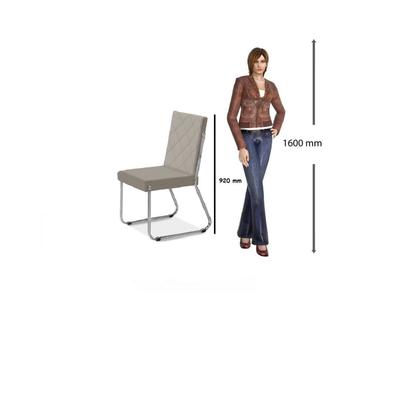 Imagem de Conjunto Sala de Jantar Mesa Ortenia Tampo Vidro com 4 Cadeiras Dinah Marrom/Cromado/Off White