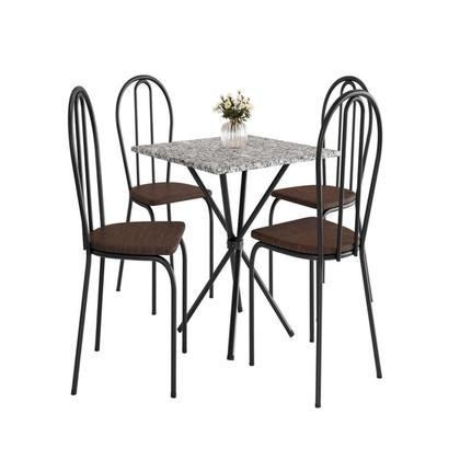 Imagem de Conjunto sala de Jantar Mesa Quadrada 70cm Tampo Granito com 4 Cadeiras Leia