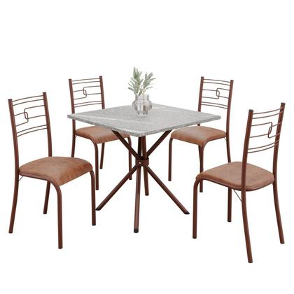Imagem de Conjunto Sala de Jantar Mesa Quadrada 70x70cm Tampo Granito Topázio 4 Cadeiras Paraty