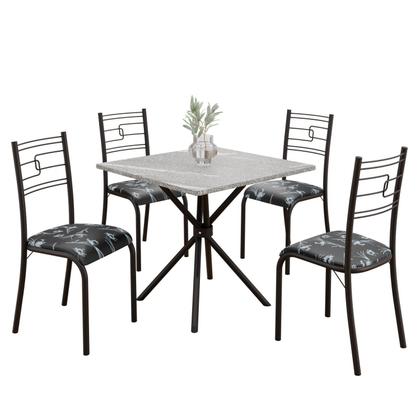 Imagem de Conjunto Sala de Jantar Mesa Quadrada 70x70cm Tampo Granito Topázio 4 Cadeiras Paraty