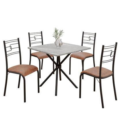 Imagem de Conjunto Sala de Jantar Mesa Quadrada 70x70cm Tampo Granito Topázio 4 Cadeiras Paraty