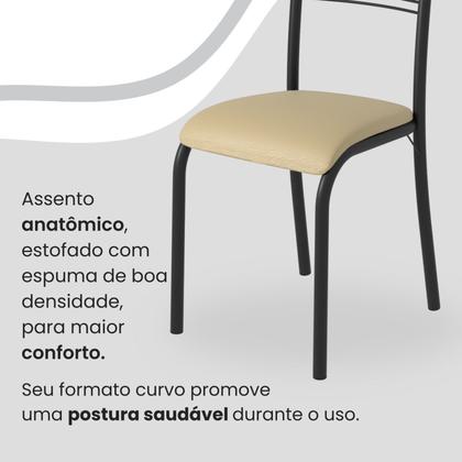 Imagem de Conjunto Sala de Jantar Mesa Quadrada 70x70cm Tampo Granito Topázio 4 Cadeiras Paraty