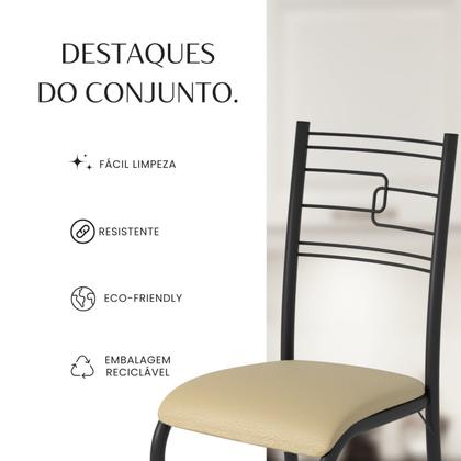 Imagem de Conjunto Sala de Jantar Mesa Quadrada 70x70cm Tampo Granito Topázio 4 Cadeiras Paraty