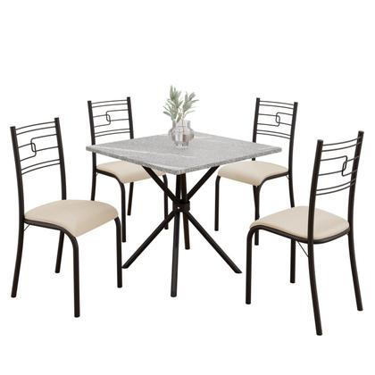 Imagem de Conjunto Sala de Jantar Mesa Quadrada 70x70cm Tampo Granito Topázio 4 Cadeiras Paraty