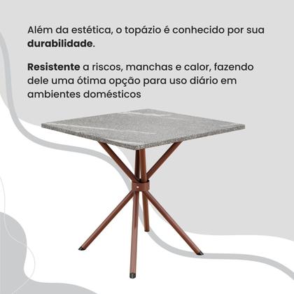 Imagem de Conjunto Sala de Jantar Mesa Quadrada 70x70cm Tampo Granito Topázio 4 Cadeiras Rio