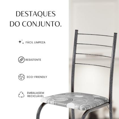 Imagem de Conjunto Sala de Jantar Mesa Quadrada 70x70cm Tampo Granito Topázio 4 Cadeiras Rio