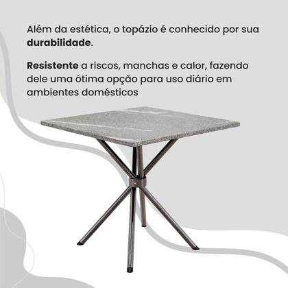 Imagem de Conjunto Sala de Jantar Mesa Quadrada 70x70cm Tampo Granito Topázio 4 Cadeiras Rio