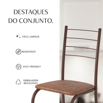 Imagem de Conjunto Sala de Jantar Mesa Quadrada 70x70cm Tampo Madeira Mdp 4 Cadeiras Rio