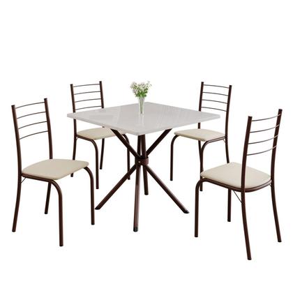 Imagem de Conjunto Sala de Jantar Mesa Quadrada 70x70cm Tampo Madeira Mdp 4 Cadeiras Rio