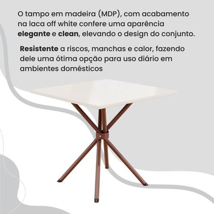 Imagem de Conjunto Sala de Jantar Mesa Quadrada 70x70cm Tampo Madeira Mdp 4 Cadeiras Rio
