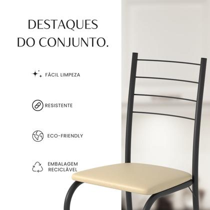 Imagem de Conjunto Sala de Jantar Mesa Quadrada 70x70cm Tampo Madeira Mdp 4 Cadeiras Rio