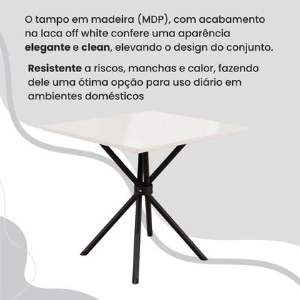 Imagem de Conjunto Sala de Jantar Mesa Quadrada 70x70cm Tampo Madeira Mdp 4 Cadeiras Rio