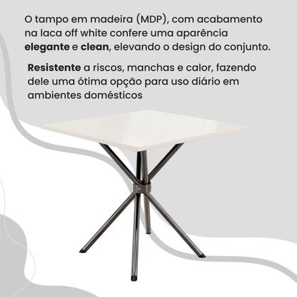 Imagem de Conjunto Sala de Jantar Mesa Quadrada 70x70cm Tampo Madeira Mdp 4 Cadeiras Rio