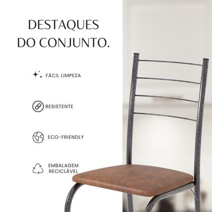 Imagem de Conjunto Sala de Jantar Mesa Quadrada 70x70cm Tampo Madeira Mdp 4 Cadeiras Rio