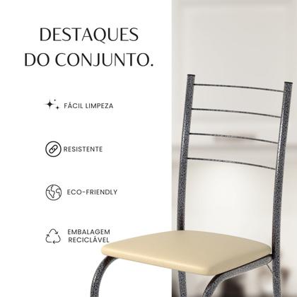 Imagem de Conjunto Sala de Jantar Mesa Quadrada 70x70cm Tampo Madeira Mdp 4 Cadeiras Rio