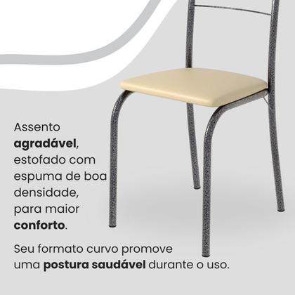 Imagem de Conjunto Sala de Jantar Mesa Quadrada 70x70cm Tampo Madeira Mdp 4 Cadeiras Rio