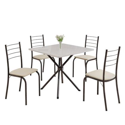 Imagem de Conjunto Sala de Jantar Mesa Quadrada 70x70cm Tampo Madeira Mdp 4 Cadeiras Rio