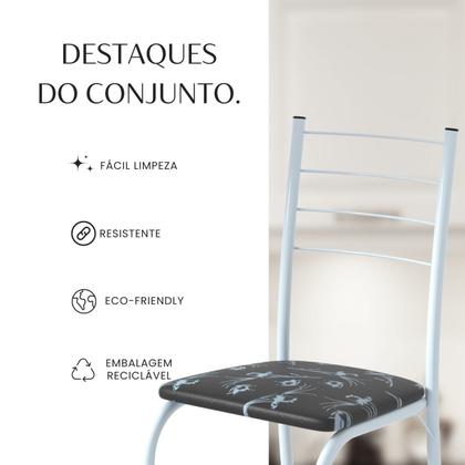 Imagem de Conjunto Sala de Jantar Mesa Quadrada 70x70cm Tampo Madeira Mdp 4 Cadeiras Rio