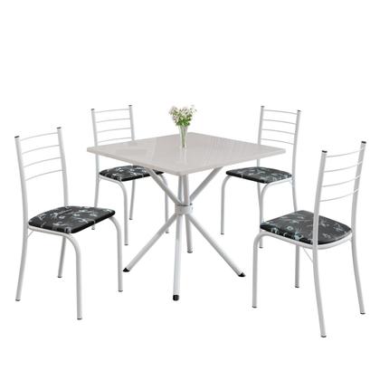 Imagem de Conjunto Sala de Jantar Mesa Quadrada 70x70cm Tampo Madeira Mdp 4 Cadeiras Rio