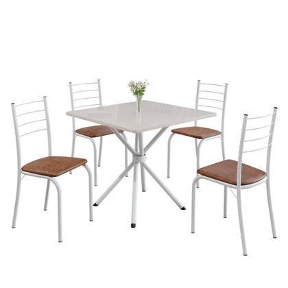 Imagem de Conjunto Sala de Jantar Mesa Quadrada 70x70cm Tampo Madeira Mdp 4 Cadeiras Rio