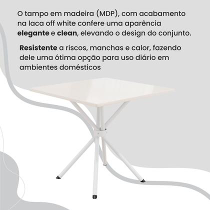Imagem de Conjunto Sala de Jantar Mesa Quadrada 70x70cm Tampo Madeira Mdp 4 Cadeiras Rio