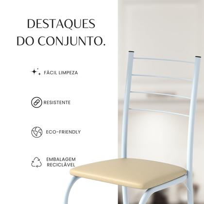 Imagem de Conjunto Sala de Jantar Mesa Quadrada 70x70cm Tampo Madeira Mdp 4 Cadeiras Rio