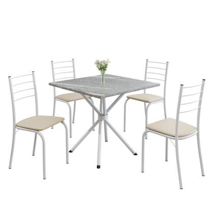 Imagem de Conjunto Sala de Jantar Mesa Quadrada 70x70cm Tampo Madeira Mdp 4 Cadeiras Rio