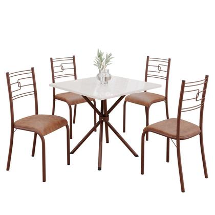 Imagem de Conjunto Sala de Jantar Mesa Quadrada 70x70cm Tampo Mdp Off White 4 Cadeiras Paraty