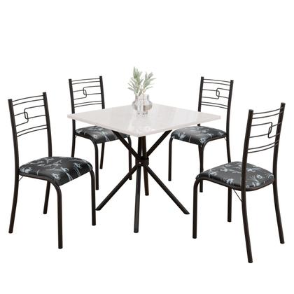 Imagem de Conjunto Sala de Jantar Mesa Quadrada 70x70cm Tampo Mdp Off White 4 Cadeiras Paraty