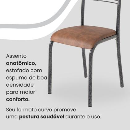 Imagem de Conjunto Sala de Jantar Mesa Quadrada 75x75cm Tampo Ardósia Indiana 4 Cadeiras Paraty