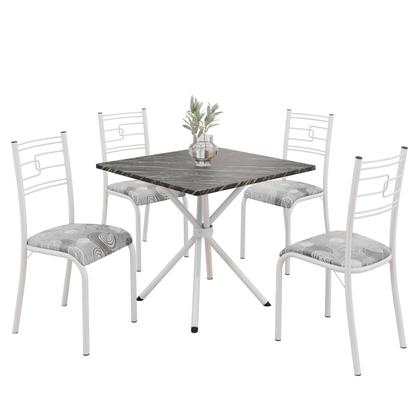 Imagem de Conjunto Sala de Jantar Mesa Quadrada 75x75cm Tampo Ardósia Indiana 4 Cadeiras Paraty