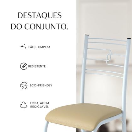 Imagem de Conjunto Sala de Jantar Mesa Quadrada 75x75cm Tampo Ardósia Indiana 4 Cadeiras Paraty