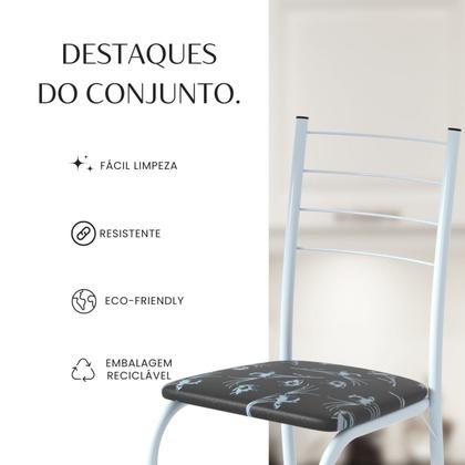 Imagem de Conjunto Sala de Jantar Mesa Quadrada 75x75cm Tampo Ardósia Indiana 4 Cadeiras Rio