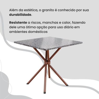 Imagem de Conjunto Sala de Jantar Mesa Quadrada 75x75cm Tampo Granito Ocre 4 Cadeiras Rio