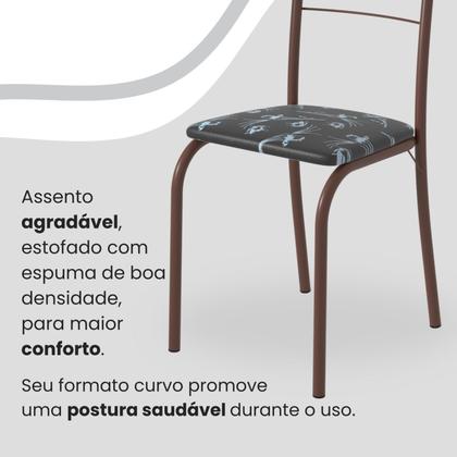 Imagem de Conjunto Sala de Jantar Mesa Quadrada 75x75cm Tampo Granito Ocre 4 Cadeiras Rio