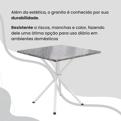 Imagem de Conjunto Sala de Jantar Mesa Quadrada 75x75cm Tampo Granito Ocre 4 Cadeiras Rio