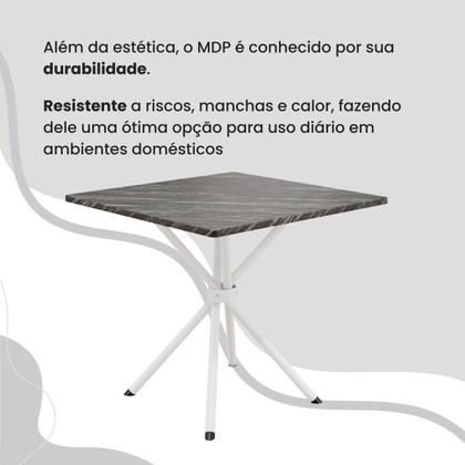 Imagem de Conjunto Sala de Jantar Mesa Quadrada 75x75cm Tampo Mdp Ardósia Indiana 4 Cadeiras Paraty