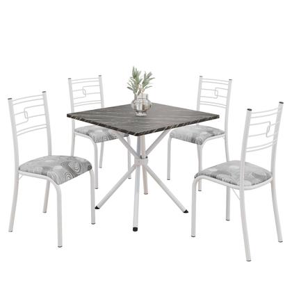 Imagem de Conjunto Sala de Jantar Mesa Quadrada 75x75cm Tampo Mdp Ardósia Indiana 4 Cadeiras Paraty