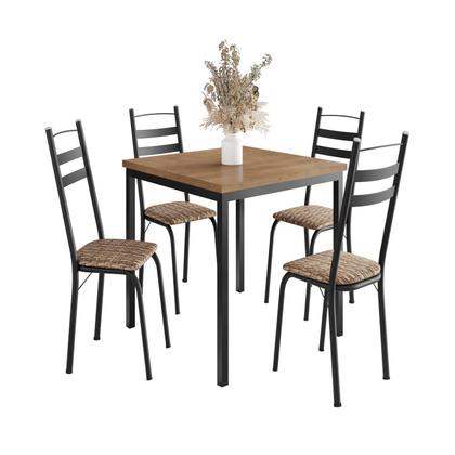 Imagem de Conjunto Sala de Jantar Mesa Quadrada 90cm Tampo BP com 4 Cadeiras Adriana