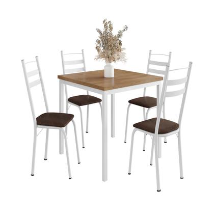 Imagem de Conjunto Sala de Jantar Mesa Quadrada 90cm Tampo BP com 4 Cadeiras Adriana