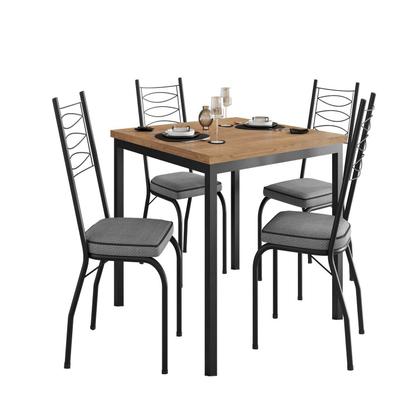 Imagem de Conjunto Sala de Jantar Mesa Quadrada 90cm Tampo BP com 4 Cadeiras Adriana