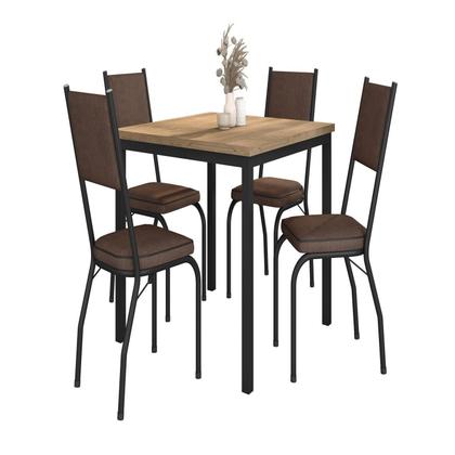Imagem de Conjunto Sala de Jantar Mesa Quadrada 90cm Tampo BP com 4 Cadeiras Adriana