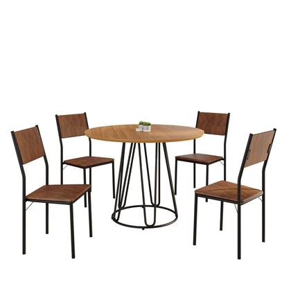 Imagem de Conjunto Sala de Jantar Mesa Redonda 100cm Base Omega Tampo Mdf Florença