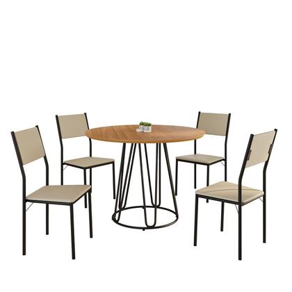 Imagem de Conjunto Sala de Jantar Mesa Redonda 100cm Base Omega Tampo Mdf Florença