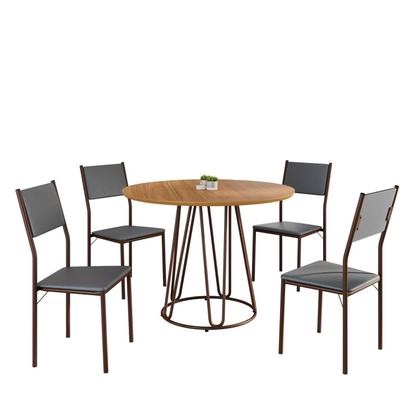 Imagem de Conjunto Sala de Jantar Mesa Redonda 100cm Base Omega Tampo Mdf Florença