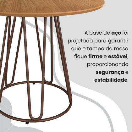 Imagem de Conjunto Sala de Jantar Mesa Redonda 100cm Base Omega Tampo Mdf Florença