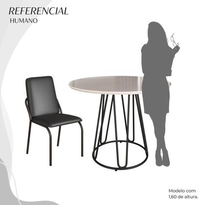 Imagem de Conjunto Sala de Jantar Mesa Redonda 100cm Base Omega Tampo Mdf Laca com Vidro Malibu