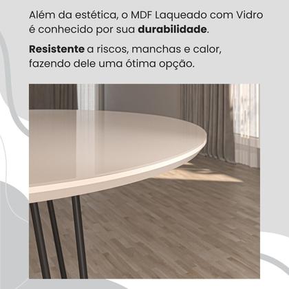 Imagem de Conjunto Sala de Jantar Mesa Redonda 100cm Base Omega Tampo Mdf Laca com Vidro Malibu