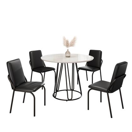 Imagem de Conjunto Sala de Jantar Mesa Redonda 100cm Base Omega Tampo Mdf Laca com Vidro Malibu