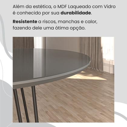 Imagem de Conjunto Sala de Jantar Mesa Redonda 100cm Base Omega Tampo Mdf Laca com Vidro Malibu